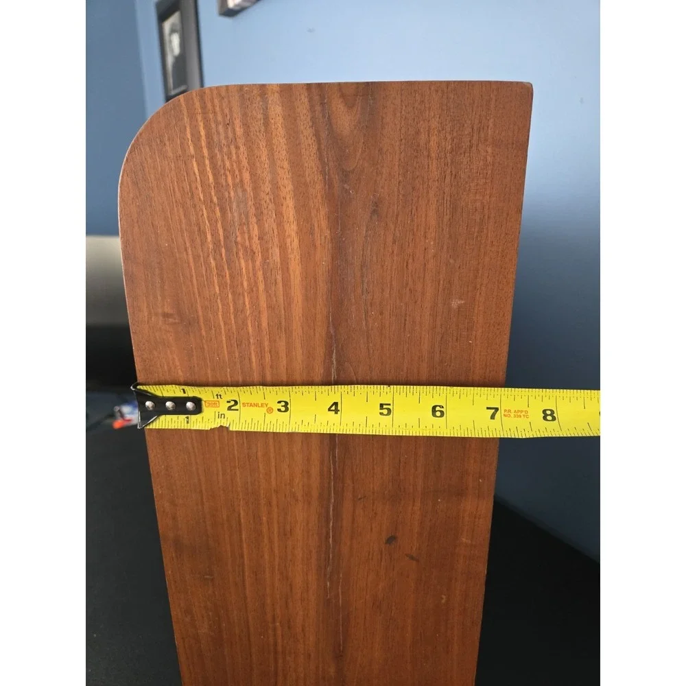 Vintage Solid Walnut 2 Shelf Bookshelf Angled Stand Rack 17